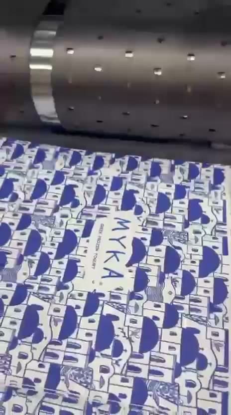 The MYKA pattern printing on a flat sheet