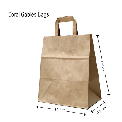 CORAL GABLES BAG  - KRAFT - (BLANK) - 12" 5/8 x 8" 11/16 x 11"  - 150 BAG PACK